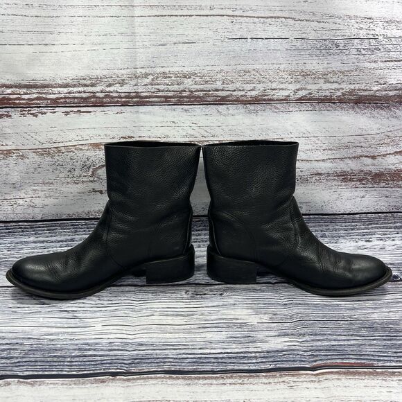 Tory Burch Black Pebbled Leather Mid-Calf Pull-On Boots – Size 9.5 - Picture 3 of 8